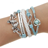 Handmade Charm Bracelet Eiffel Tower Love Anchors Wrap Leather Bracelet pulseira couro bracelets for women