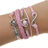 Handmade Charm Bracelet Eiffel Tower Love Anchors Wrap Leather Bracelet pulseira couro bracelets for women