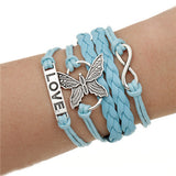Handmade Charm Bracelet Eiffel Tower Love Anchors Wrap Leather Bracelet pulseira couro bracelets for women