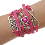 Handmade Charm Bracelet Eiffel Tower Love Anchors Wrap Leather Bracelet pulseira couro bracelets for women