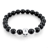 Handmade Tiger Eye Natural Stone Skull Bracelets & Bangles Black Lava Beads Bracelets For Women Men Jewelry