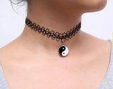 Handmade Hot Selling Vintage Stretch Tattoo Choker Necklace Gothic Punk Grunge Henna Elastic with Choker Pendant Necklaces
