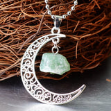 Handmade Natural Amethyst Rose Quartz Antique Bronze Galaxy Moon Pendant Necklace Healing Stone Christmas Gift Jewelry