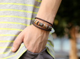 Handmade Retro PU Leather Woven Charm Bracelet Men Women Vintage Braided Bracelets Bangles Male Female Jewelry