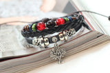 Handmade Tree Charm Genuine Leather Adjustable Bracelet Wristband Jewelry Unisex Men Woman