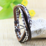Handmade wrap genuine real leather bracelet men & friendship bangles for women bileklik Pulseira De Couro Masculina femme