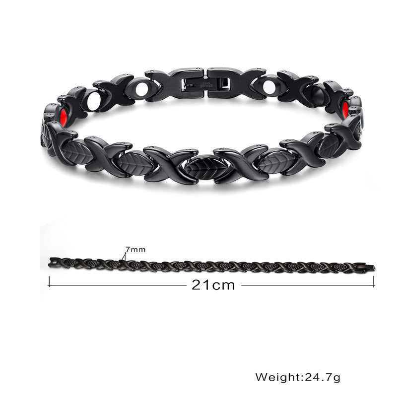 Healthy Magnetic Bracelets & Bangles Stainless Steel Jewelry For Men Women Men's Hand Chain Gold & Black