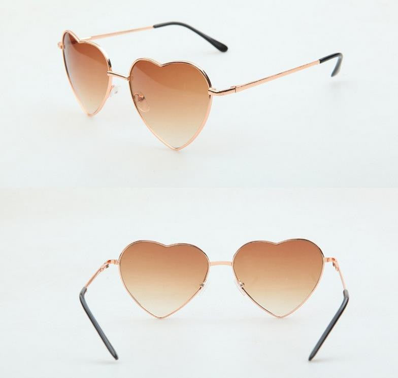Heart Shaped Sunglasses Women metal Reflective Lense Fashion sun Glasses Men Sports mirror