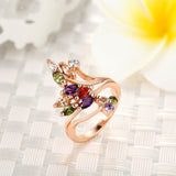 High Quality 18K Gold Plated Finger Ring for Women Party with AAA Colorful Cubic Zircon Famous Brand Jewelry