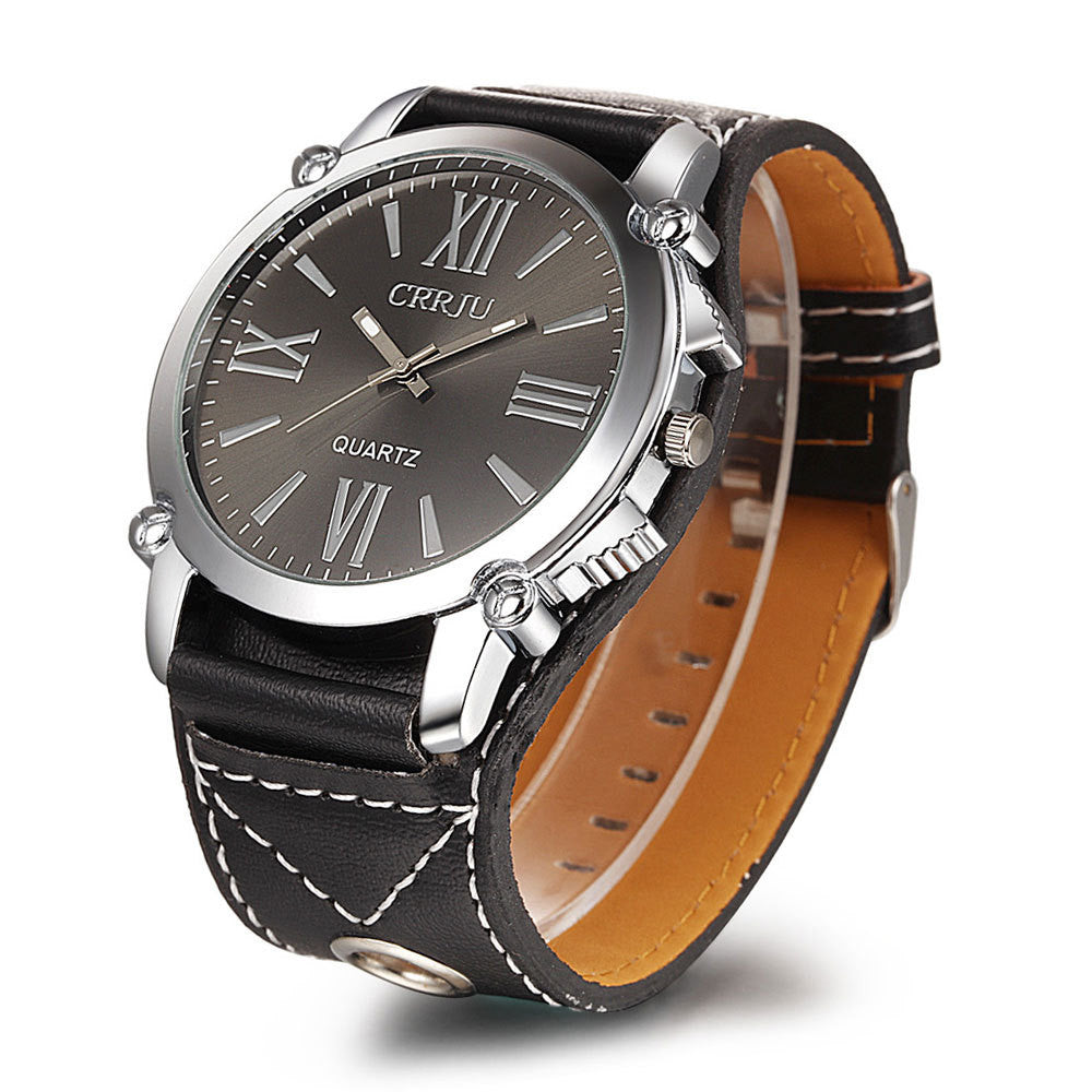 High Quality CRRJU Brand Leather Watch Women Ladies Fashion Dress Quartz Wristwatches Roman Numerals Watches Christmas gift