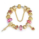 High Quality Gold Charm Bracelet for Women With Exquisite Murano Glass Beads DIY Birthday Gift