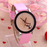 High quality Fashion Simple Women Casual Watch Little Cat Pattern wristwatch for Girl Students Quartz cartoon watch clock hours