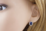 High quality Real platinum Filled Blue AAA+ Cubic Zirconia Street fashion shoot Hoop Earrings dangler For Woman