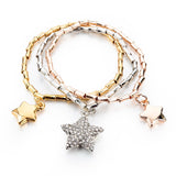 High Qualiry Crystal Bracelets Bangles For Women Hot Sale Gold Silver Plated Round Bracelet Elastic Charm Pulseras