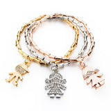 High Qualiry Crystal Bracelets Bangles For Women Hot Sale Gold Silver Plated Round Bracelet Elastic Charm Pulseras