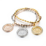 High Qualiry Crystal Bracelets Bangles For Women Hot Sale Gold Silver Plated Round Bracelet Elastic Charm Pulseras