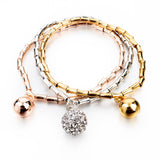High Qualiry Crystal Bracelets Bangles For Women Hot Sale Gold Silver Plated Round Bracelet Elastic Charm Pulseras