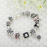 High Quality European Tibetan Silver Beads Bracelets & Bangles with Heart Charm for Women DIY Jewelry