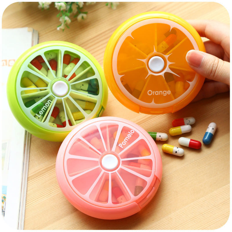 Hot Outdoor Travel Pill Portable 7-Day Rotating Pill Case Medicine Box Pill Dispenser Vitamin Holder , Cute Candy Storage Cases