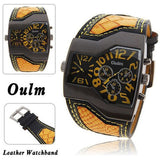 Hot Sale Famous Brand Oulm Men Military Watches With Leather Band Outdoor watches Top Quality