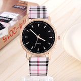 Hot Sale Fashion Gold Watch Plaid Leather Quartz Watch Women Watches Clock Ladies Wrist Watches
