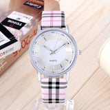 Hot Sale Fashion Gold Watch Plaid Leather Quartz Watch Women Watches Clock Ladies Wrist Watches