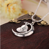 Hot Sale Polish Moon Heart With I love You Letter Pendant Necklace Women Chain Necklaces Jewelry Gifts