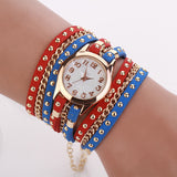 Hot Sale Summer Style Contrast Color Luxury Casual Watch Leather Bracelet Watch Wristwatch Women Watches Quartz Watch