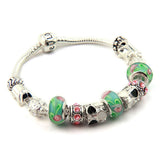 Hot Sell 925 Silver European Charm Bracelet Bangle for Women with Murano Glass Beads Fashion Love DIY Jewelry
