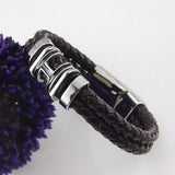 Hot Sell! Brand Bracelet 316 l Stainless Steel Punk Men And Women Braided Leather Bracelet
