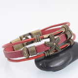 Hot Sell Handmade Men's Starfish Strand Charm Bracelet Vintage Multilayer Wrap Leather Bracelet Braided Women Wristband Jewelry