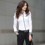 Hot Sell White Women Shirt Sexy Ol Women Fashion Turn-Down Collar Shrug Bubble Long Sleeve Slim Cotton Shirt Blouse Top