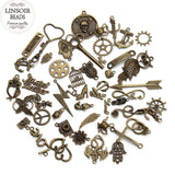 Hot Selling Mixed 50pcs/Lot Assorted Carved Charms Pendants Beads Metal Alloy Pandent Plated Antique Bronze Diy Bead