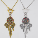 Hot Selling New Fashion Vintage Boho Style Coin Feather Bohemia Long Chain Necklaces & Pendants
