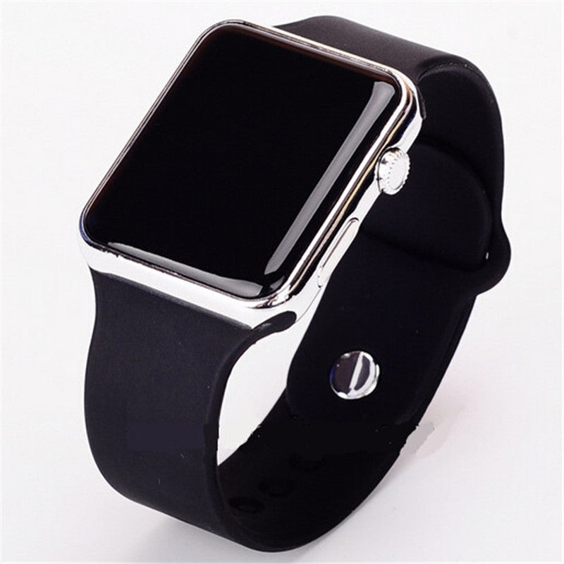 Hot Square Mirror Face Silicone Band Digital Watch Red LED Watches Quartz Wrist Watch Sport Clock Hours