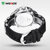 WEIDE Watches Men Luxury Brand Famous Logo Military LCD Luminous Analog Digital Date Week Alarm Display
