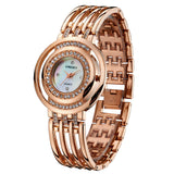 Hot Women Watches Luxury Brand Analog Display Stainless Steel Watch Band Rose Gold Ladies Women Rhinestone Watch
