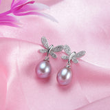 Hot sell Butterfly Pendientes Dangle Earrings 925 Sterling Silver Jewelry for Women Natural Pearl Jewelry 3 Color 9-10mm
