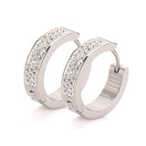 Hot sell width 5 mm Fashion Good Clear Crystal Stainless steel Earrings for Girl
