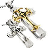 Hot Fashion Men's Stainless Steel Three-layer Cross Pendant Necklace Chain