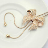 Hot Fashion Noble Alloy Rhinestone Bow Necklace Long Sweater Chain Pendant Necklace