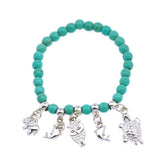 Hot Sale 8 Designs Animal & key & Star Elephants Bracelet Retro bohemian Style beaded Turquoise Fashion Women Bracelet Jewelry