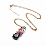 Hot Sale Costume Exquisite Small Flower Drops of Water Long Birthstone Necklace
