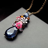 Hot Sale Costume Exquisite Small Flower Drops of Water Long Birthstone Necklace
