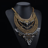 Hot Sale Crystal Maxi Necklace High Quality Vintage Jewelry Multilayer Beads Statement Necklaces & Pendants Love Women Gift