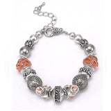 Hot Sell 925 Silver Crystal Charm Shambala Bracelets Women Glass Beads Bracelets & Bangles Handmade DIY Jewelry