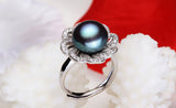 Hot Selling 925 Sterling Silver Ring For Women Black ring 11-12 mm Genuine Freshwater Pearl Jewelry High Quality