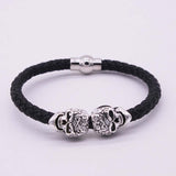 Hot Selling Fashion Braided Leather Bracelets Gold Plated Skull Bracelet Men Punk Wrap Bracelet Women Jewelry