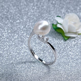 Hot Selling sterling-silver-jewelry 8-9mm Water Drop Freshwater Pearl Ring For Women Top Quality