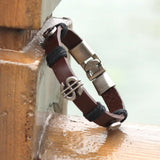 Hot Summer Style Bracelet Men Vintage Handmade Genuine Leather Wrap Charm Cross Bracelets Bangles Mens Bracelets pulseras